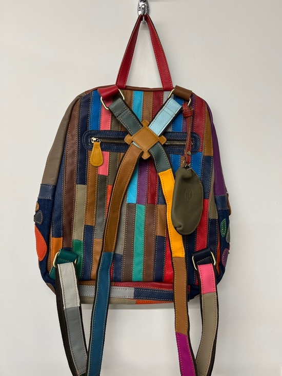 Amerileather Multicolor Floral Appliqué Denim Backpack.